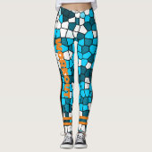 Workout l Kleurrijke Mozaïek Agaat l Uniek blauw Leggings (Voorkant)