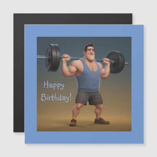 Workout Man Magnetische Kaart (Voorkant / Achterkant)