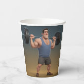 Workout Man Papieren Bekers (Achterkant)