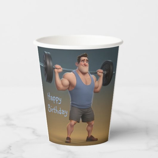 Workout Man Papieren Bekers (Voorkant)