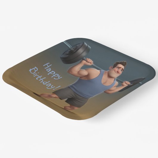 Workout Man Papieren Bordje (Gebogen)