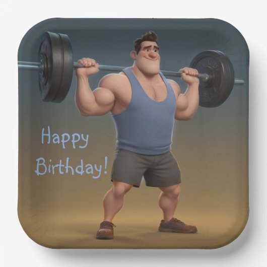 Workout Man Papieren Bordje (Voorkant)