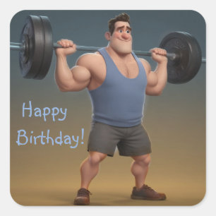 Workout Man Vierkante Sticker