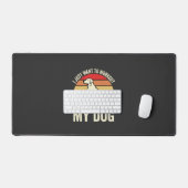 Workout Met Mijn Hond Retro Zonsondergang Bureaumat (Keyboard & Muis)
