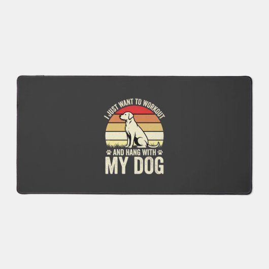 Workout Met Mijn Hond Retro Zonsondergang Bureaumat (Voorkant)