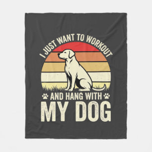 Workout Met Mijn Hond Retro Zonsondergang Fleece Deken