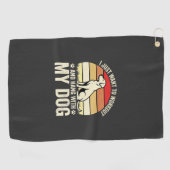 Workout Met Mijn Hond Retro Zonsondergang Golfhanddoek (Horizontaal)