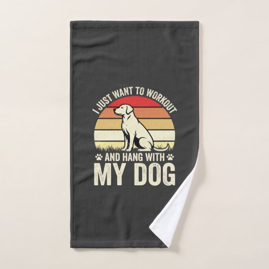 Workout Met Mijn Hond Retro Zonsondergang Handdoek (Handdoek)
