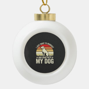 Workout Met Mijn Hond Retro Zonsondergang Keramische Bal Ornament