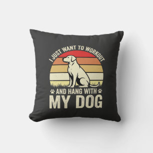 Workout Met Mijn Hond Retro Zonsondergang Kussen
