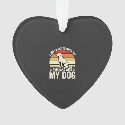 Workout Met Mijn Hond Retro Zonsondergang Ornament (voorkant)