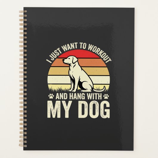 Workout Met Mijn Hond Retro Zonsondergang Planner (Voorkant)