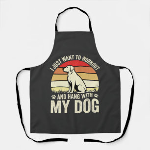 Workout Met Mijn Hond Retro Zonsondergang Schort
