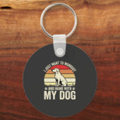 Workout Met Mijn Hond Retro Zonsondergang Sleutelhanger (Voorkant)