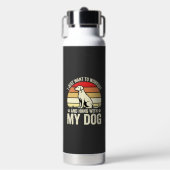 Workout Met Mijn Hond Retro Zonsondergang Waterfles (Voorkant)