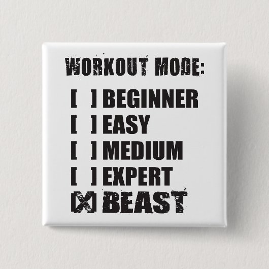 Workout Mode - BEAST Vierkante Button 5,1 Cm (Voorkant)