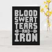 Workout Motivatie - Bloed, Zweet, Tranen, en Ijzer Kaart (Gele Bloem)