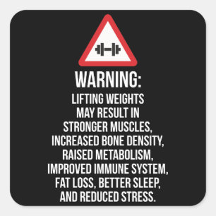 Workout Motivatie - WAARSCHUWING - Voordelen van h Vierkante Sticker