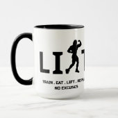 Workout Motivation Mug - LIFT and Train Hard  Mok (Links)