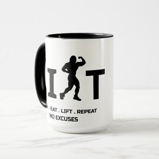 Workout Motivation Mug - LIFT and Train Hard  Mok (Voorkant links)