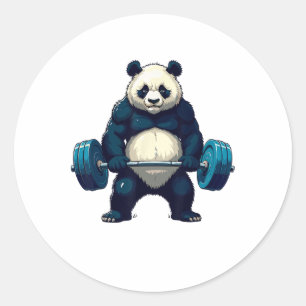 Workout Panda Deadlifter Funny Gym T-shirt Lifting Ronde Sticker