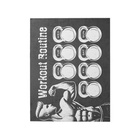 Workout Routine Wekelijkse Planner Chic Gym Kettle Notitieblok (Linkerzijde)