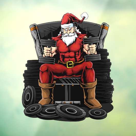 Workout Santa Weightlifter Raamsticker (Vel 3)