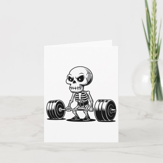 Workout Skeleton Deadlifter Funny Gym Lifting Moti Kaart (Voorkant)