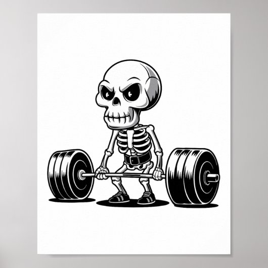 Workout Skeleton Deadlifter Funny Gym Lifting Moti Poster (Voorkant)