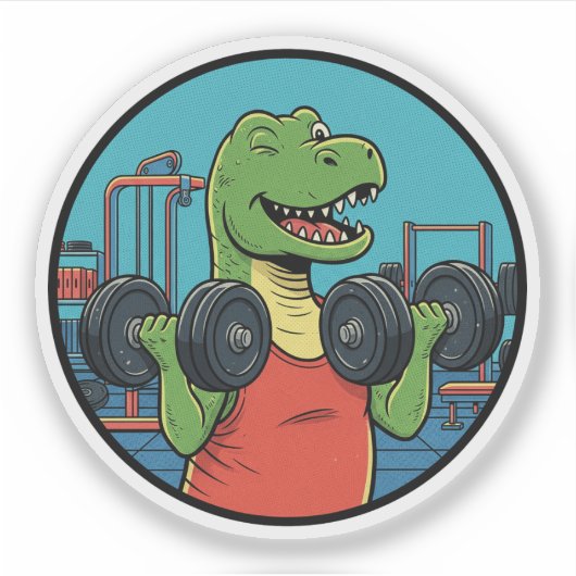 Workout T-Rex - Grappige Dino Gym Motivatie Sticker (Voorkant)