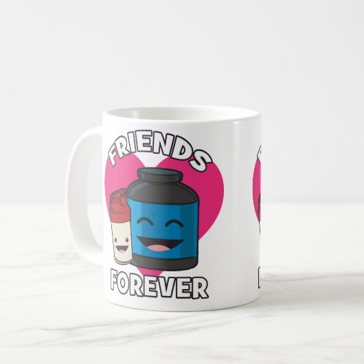 Workout Vrienden voor altijd - Leuke Kawaii Grappi Koffiemok (Voorkant links)