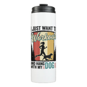 Workout With My Dog Vintage Running Shirt Design_1 Thermosbeker
