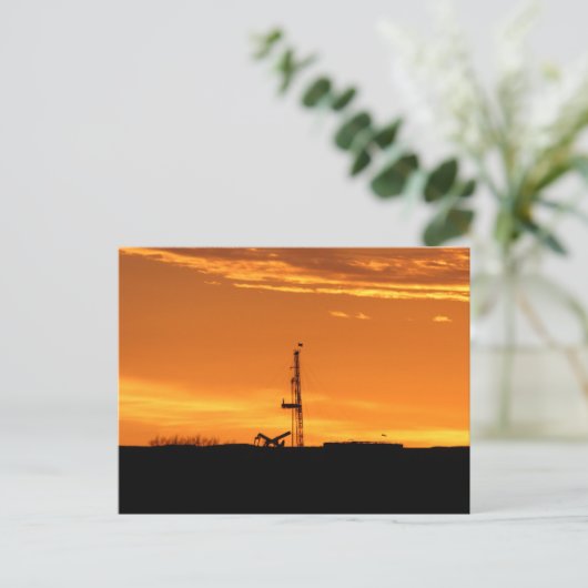 Workover Rig op Sunset Briefkaart (Staand voorkant)