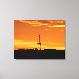 Workover Rig Silhouet bij zonsondergang Canvas Afdruk