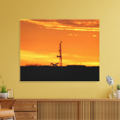 Workover Rig Silhouet bij zonsondergang Canvas Afdruk (Insitu (Woonkamer))