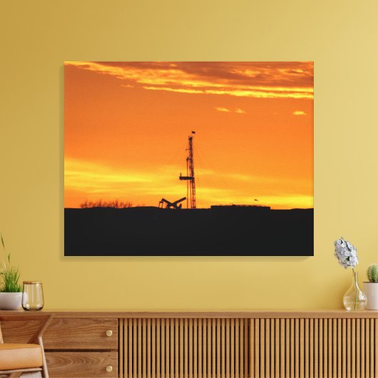 Workover Rig Silhouet bij zonsondergang Canvas Afdruk (Insitu (Woonkamer))