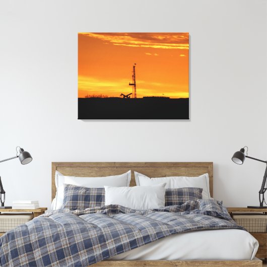 Workover Rig Silhouet bij zonsondergang Canvas Afdruk (Insitu (Slaapkamer))