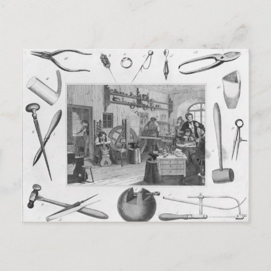 Workshop en belangrijkste sieraden, 1810 briefkaart (Voorkant)