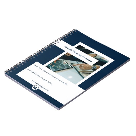Workshop financiële planning — wit en blauw notitieboek (Linkerzijde)
