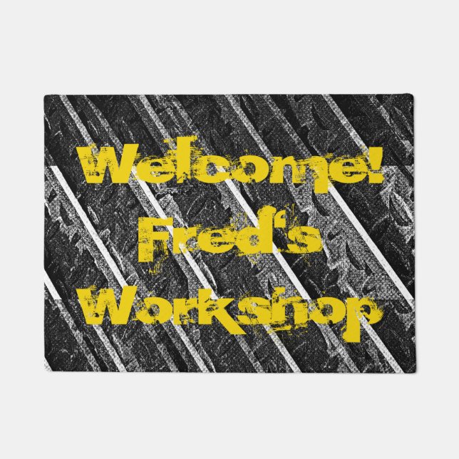 Workshop Garage Man Cave Industrial CUSTOM Doormat Deurmat (Voorkant)