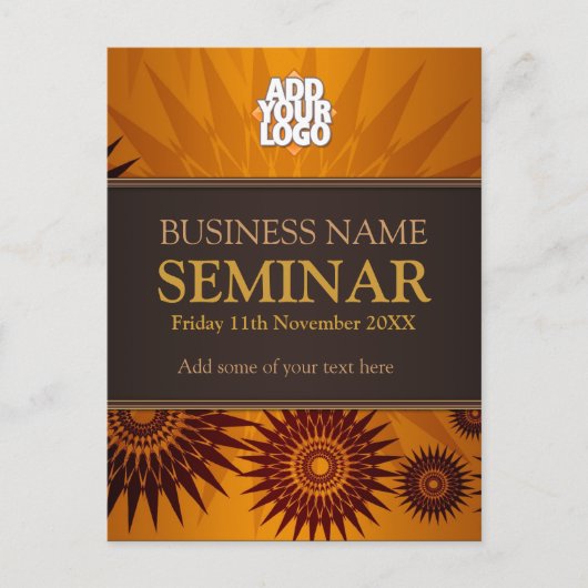 Workshop Golden Sun Business Seminar Uitnodiging Briefkaart (Voorkant)