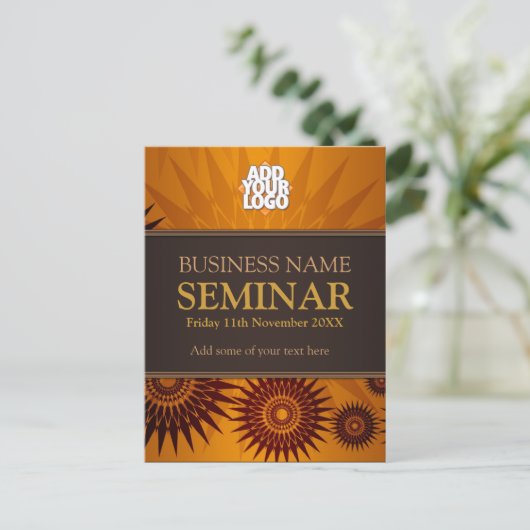 Workshop Golden Sun Business Seminar Uitnodiging Briefkaart (Staand voorkant)