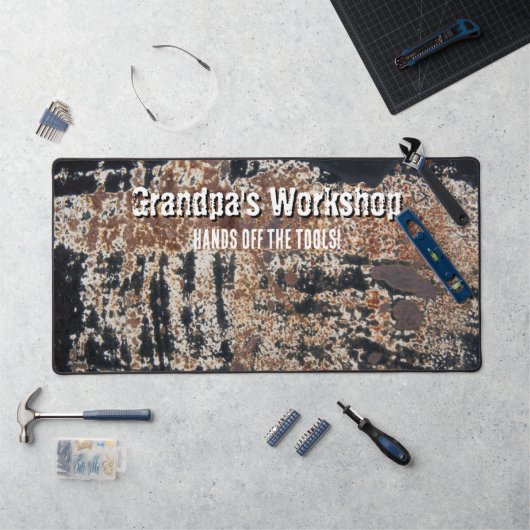 Workshop Grunge Rusty Metal Patina Gepersonaliseer Bureaumat (Werkstation)