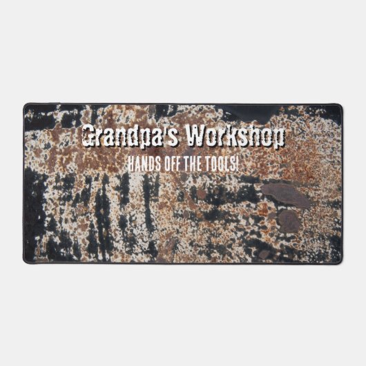 Workshop Grunge Rusty Metal Patina Gepersonaliseer Bureaumat (Voorkant)