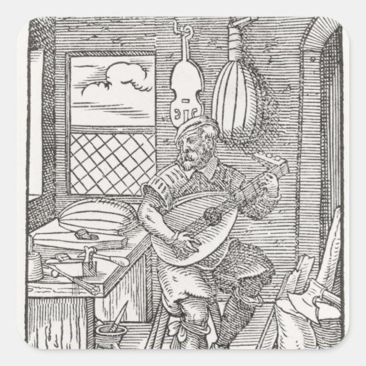 Workshop instrumentenmaker, c.1570 vierkante sticker (Voorkant)