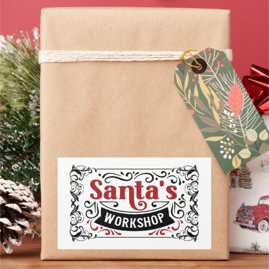 Workshop Noordpool Santa Rechthoekige Sticker (Feestdagen)
