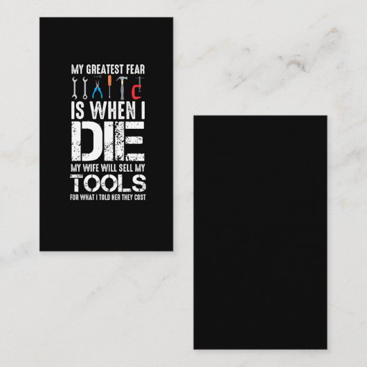 Workshop over dure tools voor ambachtsman visitekaartje (Voorkant / Achterkant)