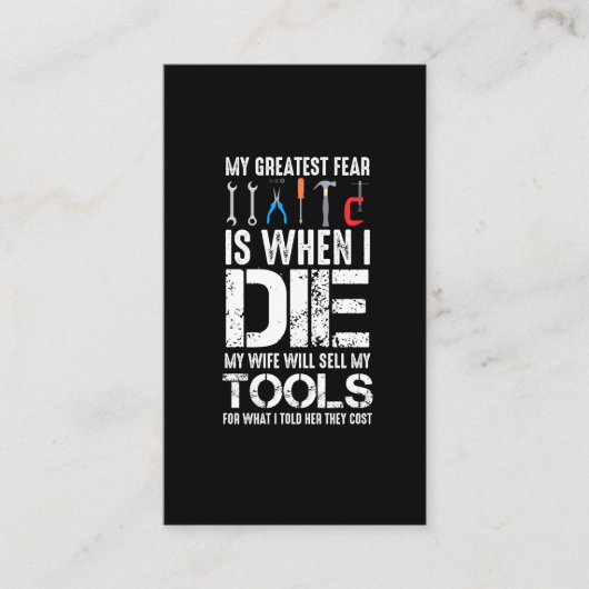 Workshop over dure tools voor ambachtsman visitekaartje (Voorkant)