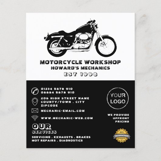 Workshop over motorfietsen, Adverteren mechanisch  Flyer (Voorkant)
