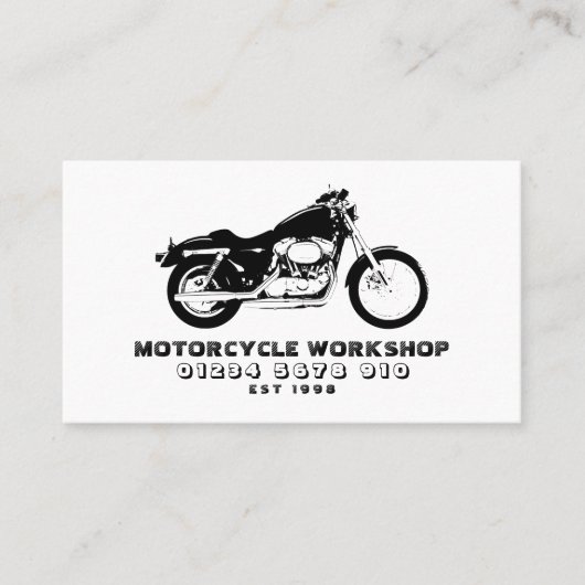Workshop over motorfietsen, mechanisme en reparati visitekaartje (Voorkant)
